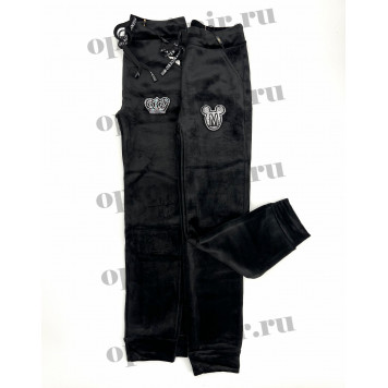 Лосины подростковые Нарис велюр черные на меху L-35
